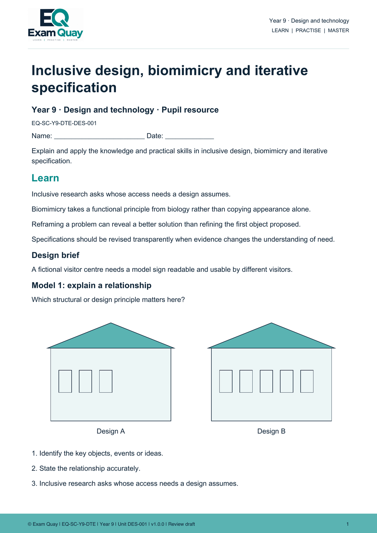 Year 9 Design and technology | Exam Quay School Curriculum