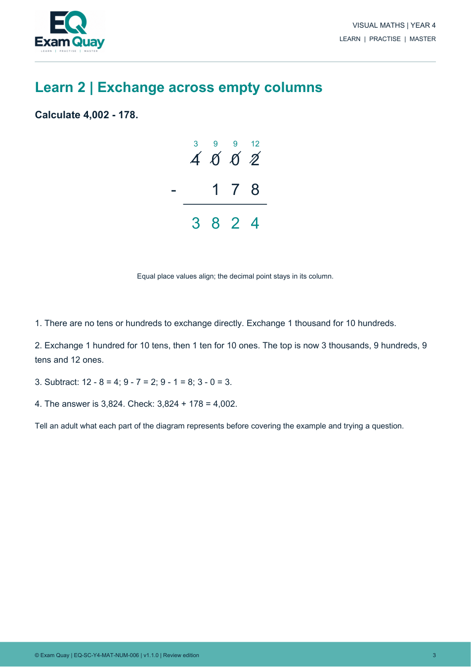 Subtraction through zero | Year 4 | Exam Quay