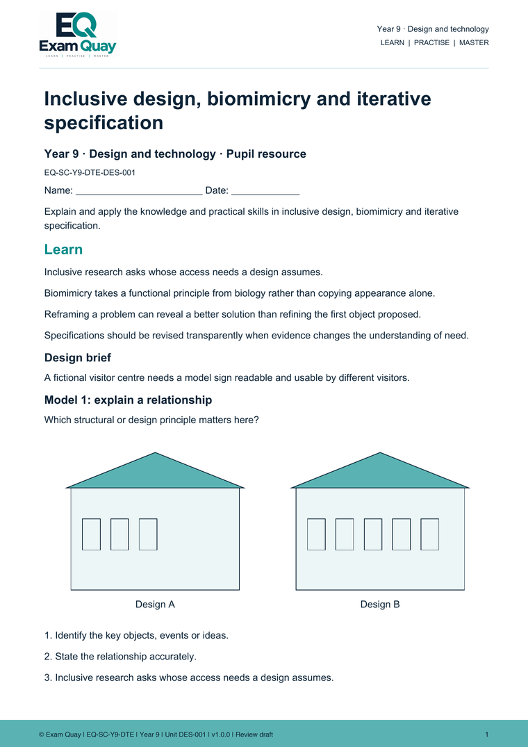 Year 9 Design and technology | Exam Quay School Curriculum