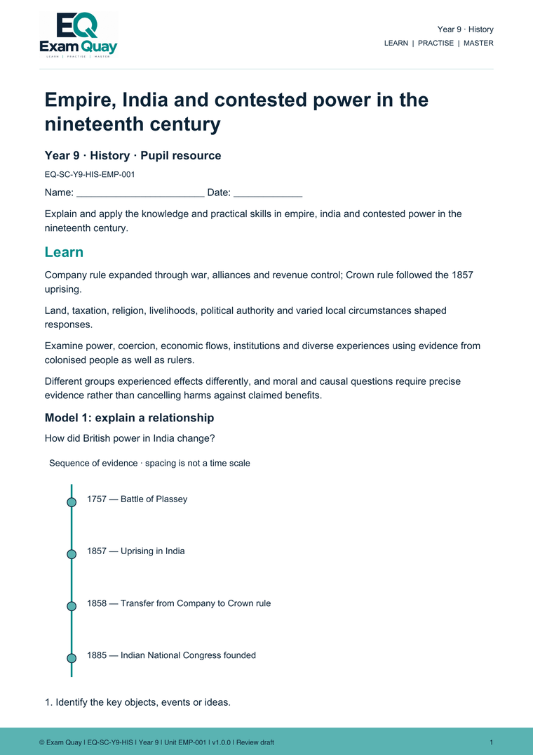 Year 9 History | Exam Quay School Curriculum