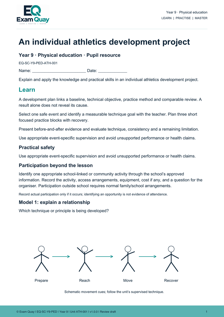 Year 9 Physical education | Exam Quay School Curriculum