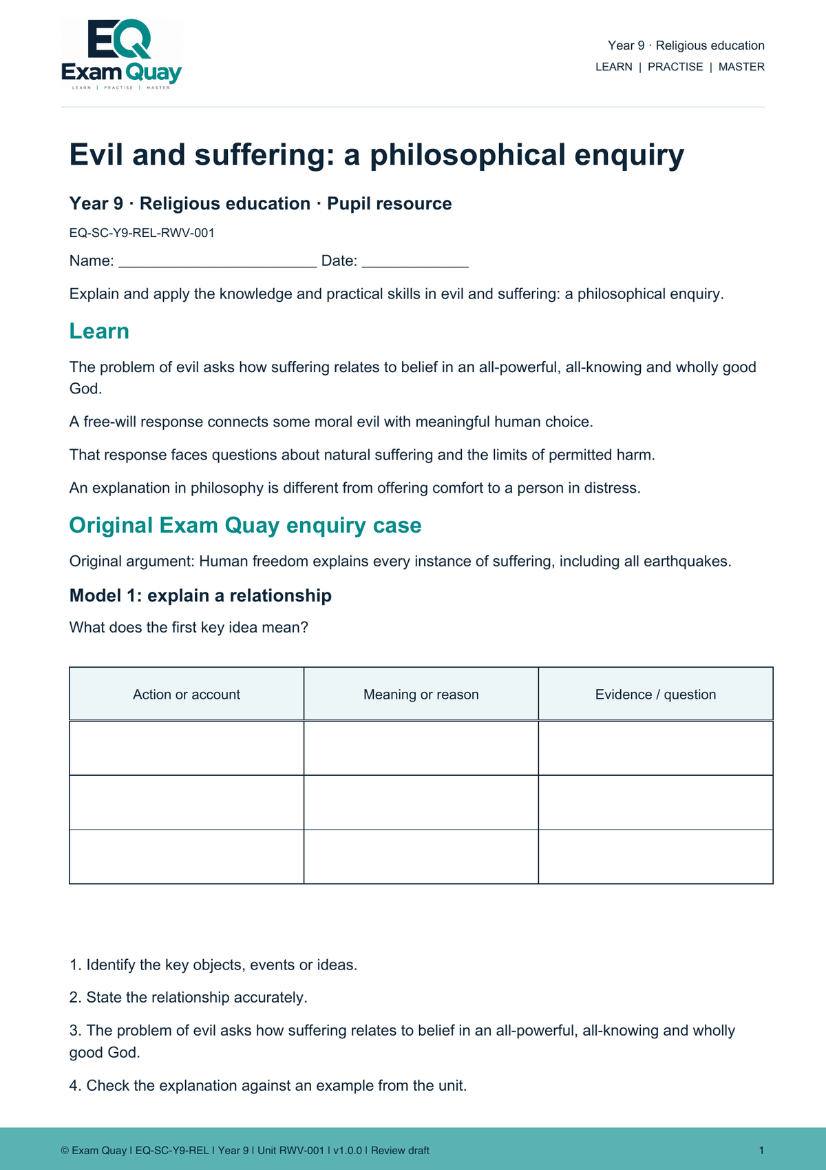 Year 9 Religious education | Exam Quay School Curriculum