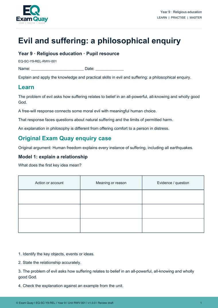Year 9 Religious education | Exam Quay School Curriculum