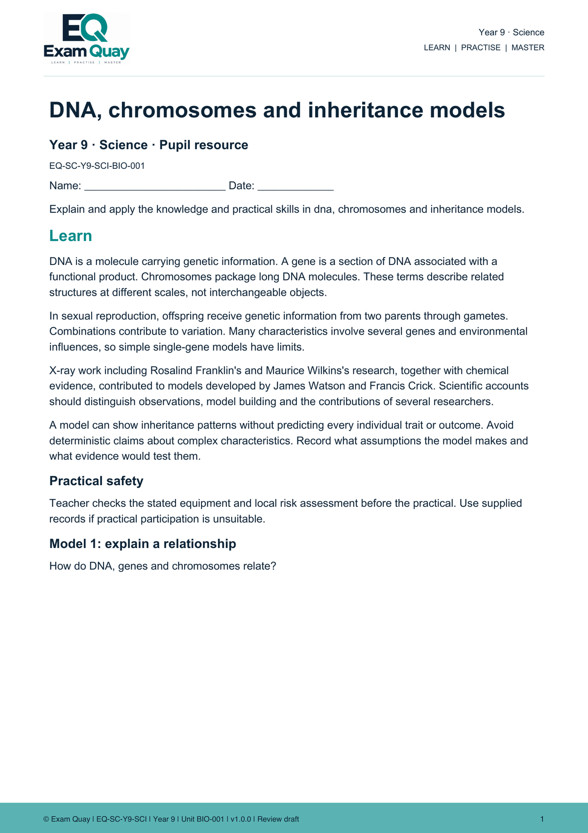 Year 9 Science | Exam Quay School Curriculum