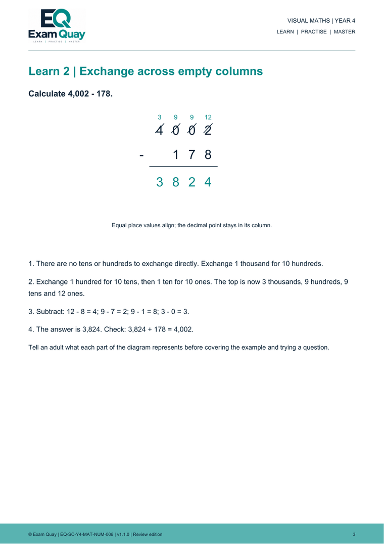 Subtraction through zero | Year 4 | Exam Quay