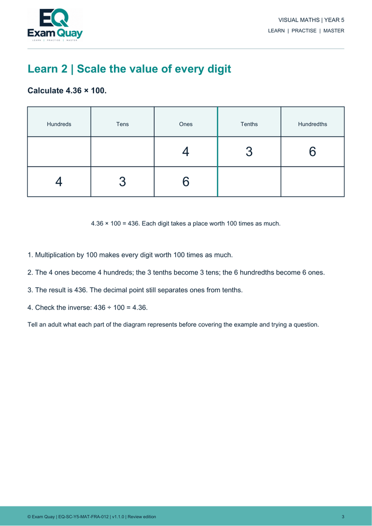 Decimals and powers of ten | Year 5 | Exam Quay
