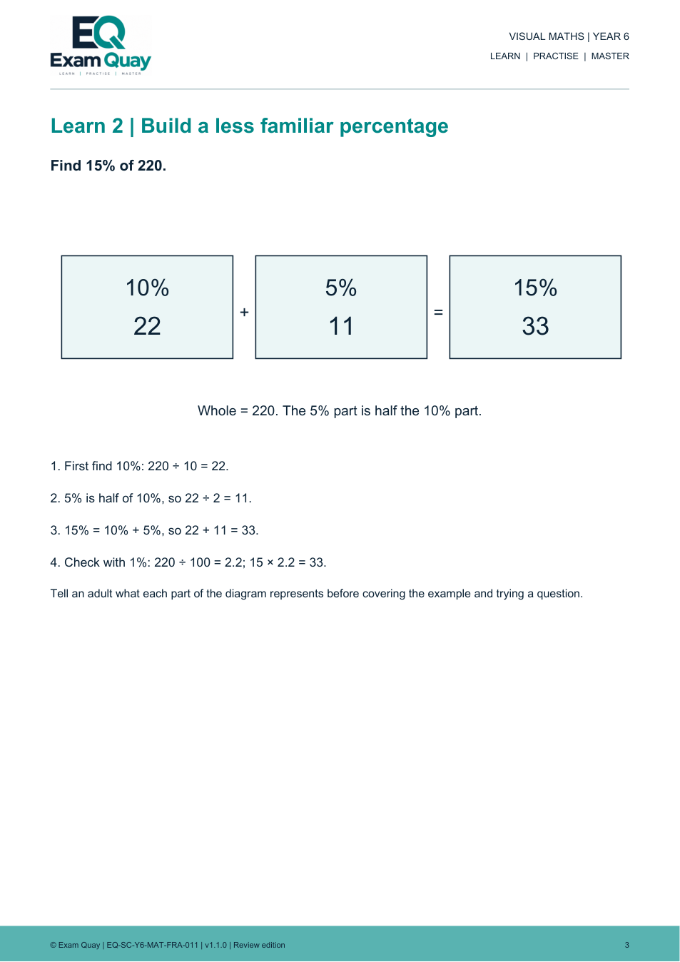 Percentages from useful building blocks | Year 6 | Exam Quay